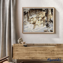 Carica l'immagine nel visualizzatore di Gallery, Dipingere con i numeri - Due Lupi Nella Neve