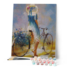 Carica l'immagine nel visualizzatore di Gallery, Dipingere con i numeri - Giovane donna in bicicletta Figured'Art
