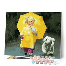 Carica l'immagine nel visualizzatore di Gallery, Dipingere con i numeri - Bambina In Giallo E Piccolo Cane Figured'Art