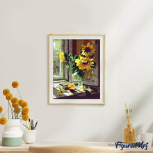 Carica l'immagine nel visualizzatore di Gallery, Dipingere con i numeri - Girasoli E Mela Davanti Alla Finestra