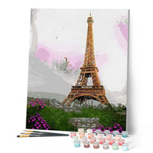 Carica l'immagine nel visualizzatore di Gallery, Dipingere con i numeri - Romantica Torre Eiffel Con Fiori Figured'Art