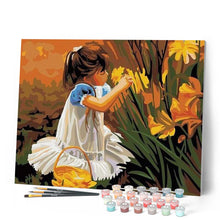 Carica l'immagine nel visualizzatore di Gallery, Dipingere con i numeri - Bambina Che Raccoglie Fiori Figured'Art