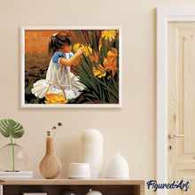 Carica l'immagine nel visualizzatore di Gallery, Dipingere con i numeri - Bambina Che Raccoglie Fiori