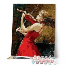 Carica l'immagine nel visualizzatore di Gallery, Dipingere con i numeri - Violinista E Vestito Rosso Figured'Art