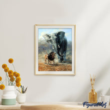 Carica l'immagine nel visualizzatore di Gallery, Dipingere con i numeri - Leone Ed Elefante