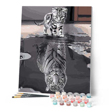 Carica l'immagine nel visualizzatore di Gallery, Dipingere con i numeri - Gattino riflesso nella tigre Figured'Art