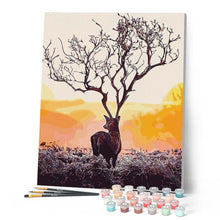 Carica l'immagine nel visualizzatore di Gallery, Dipingere con i numeri - Tramonto E Cervi Figured'Art