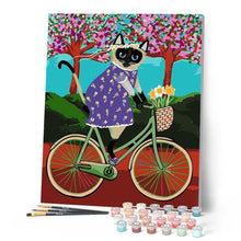 Carica l'immagine nel visualizzatore di Gallery, Dipingere con i numeri - Siamese in bicicletta Figured'Art
