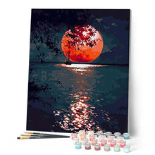 Carica l'immagine nel visualizzatore di Gallery, Dipingere con i numeri - Luna rossa sul lago Figured'Art