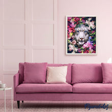 Carica l'immagine nel visualizzatore di Gallery, Dipingere con i numeri - Tigre bianca in mezzo ai fiori