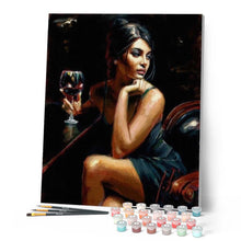 Carica l'immagine nel visualizzatore di Gallery, Dipingere con i numeri - Giovane Donna Che Beve Vino Figured'Art