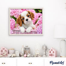 Carica l'immagine nel visualizzatore di Gallery, Dipingere con i numeri - Cane Nel Carrello Fiorito