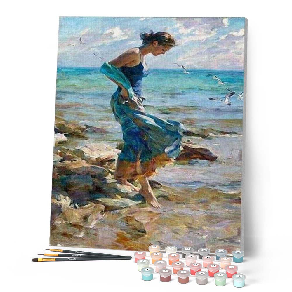 Miquans Art – Pittura Ad Olio Con Numeri Per Adulti – Paesaggio Acqua Di Fiume – Tela 40x50 Cm Con Colori Acrilici E Pennelli Inclusi