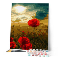 Carica l'immagine nel visualizzatore di Gallery, Dipingere con i numeri - Fiori Rossi E Luce Solare Figured'Art