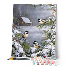 Carica l'immagine nel visualizzatore di Gallery, Dipingere con i numeri - Tre Uccelli Nella Neve Figured'Art