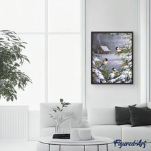 Carica l'immagine nel visualizzatore di Gallery, Dipingere con i numeri - Tre Uccelli Nella Neve