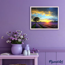 Carica l'immagine nel visualizzatore di Gallery, Dipingere con i numeri - Campo E Tramonto Lillà