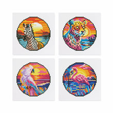 Carica l&#39;immagine nel visualizzatore di Gallery, Mini Diamond Painting 15x20cm (4 pezzi) - Uccelli Tropicali e Tramonto