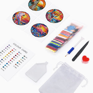 Mini Set Diamond Painting 15x20cm (4 pezzi) - Animali Tropicali e Tramonto
