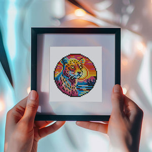 Mini Set Diamond Painting 15x20cm (4 pezzi) - Animali Tropicali e Tramonto