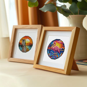 Mini Set Diamond Painting 15x20cm (4 pezzi) - Animali Tropicali e Tramonto
