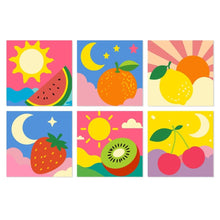 Carica l'immagine nel visualizzatore di Gallery, Mini Set Dipingere con i Numeri 20x20cm (6 pezzi) - Frutta e Cieli Pop Figured'Art