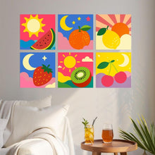 Carica l'immagine nel visualizzatore di Gallery, Mini Set Dipingere con i Numeri 20x20cm (6 pezzi) - Frutta e Cieli Pop