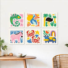 Carica l'immagine nel visualizzatore di Gallery, Mini Set Dipingere con i Numeri 20x20cm (6 pezzi) - Dipinti di animali 2