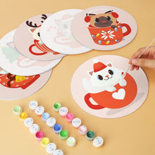 Carica l'immagine nel visualizzatore di Gallery, Mini Set Dipingere con i Numeri - Dischi di Ø20cm (6 pezzi) - Gatti in Tazze di Natale