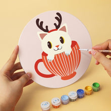 Carica l'immagine nel visualizzatore di Gallery, Mini Set Dipingere con i Numeri - Dischi di Ø20cm (6 pezzi) - Gatti in Tazze di Natale