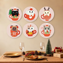 Carica l'immagine nel visualizzatore di Gallery, Mini Set Dipingere con i Numeri - Dischi di Ø20cm (6 pezzi) - Gatti in Tazze di Natale