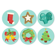 Carica l'immagine nel visualizzatore di Gallery, Mini Set Dipingere con i Numeri - Dischi di Ø20cm (6 pezzi) - Icone di Natale Menta