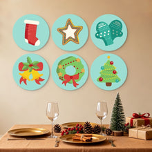 Carica l'immagine nel visualizzatore di Gallery, Mini Set Dipingere con i Numeri - Dischi di Ø20cm (6 pezzi) - Icone di Natale Menta