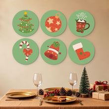 Carica l'immagine nel visualizzatore di Gallery, Mini Set Dipingere con i Numeri - Dischi di Ø20cm (6 pezzi) - Icone di Natale Verdi