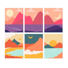 Carica l'immagine nel visualizzatore di Gallery, Mini Set Dipingere con i Numeri 15x20cm (6 pezzi) - Vette al Tramonto Figured'Art