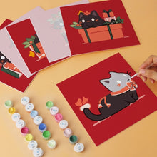 Carica l'immagine nel visualizzatore di Gallery, Mini Set Dipingere con i Numeri 20x20cm (6 pezzi) - Piccoli Gatti Natalizi