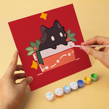 Carica l'immagine nel visualizzatore di Gallery, Mini Set Dipingere con i Numeri 20x20cm (6 pezzi) - Piccoli Gatti Natalizi
