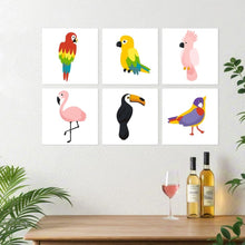 Carica l'immagine nel visualizzatore di Gallery, Mini Set Dipingere con i Numeri 20x20cm (6 pezzi) - Uccelli Tropicali