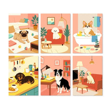 Carica l'immagine nel visualizzatore di Gallery, Mini Set Dipingere con i Numeri 15x20cm (6 pezzi) - Cani a Casa Figured'Art