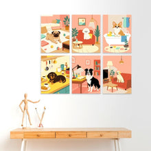 Carica l'immagine nel visualizzatore di Gallery, Mini Set Dipingere con i Numeri 15x20cm (6 pezzi) - Cani a Casa