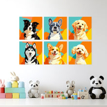 Carica l'immagine nel visualizzatore di Gallery, Mini Set Dipingere con i Numeri 20x20cm (6 pezzi) - Ritratti di Cani Pop Art