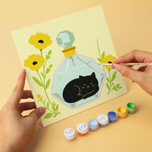Carica l'immagine nel visualizzatore di Gallery, Mini Set Dipingere con i Numeri 20x20cm (6 pezzi) - Gatti Neri Botanici