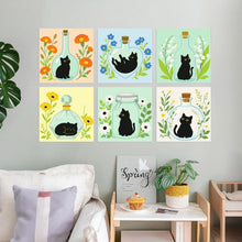 Carica l'immagine nel visualizzatore di Gallery, Mini Set Dipingere con i Numeri 20x20cm (6 pezzi) - Gatti Neri Botanici