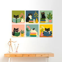 Carica l'immagine nel visualizzatore di Gallery, Mini Set Dipingere con i Numeri 20x20cm (6 pezzi) - Gatti Letterari