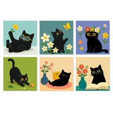 Carica l'immagine nel visualizzatore di Gallery, Mini Set Dipingere con i Numeri 20x20cm (6 pezzi) - Gatti e Fiori Figured'Art