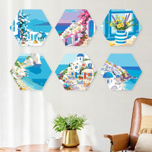 Carica l'immagine nel visualizzatore di Gallery, Mini Set Dipingere con i Numeri - Esagoni (6 pezzi) - Fuga in Blu e Bianco