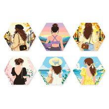 Carica l'immagine nel visualizzatore di Gallery, Mini Set Dipingere con i Numeri - Esagoni (6 pezzi) - Donna sul Mare Figured'Art
