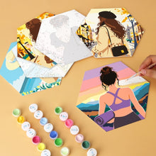Carica l'immagine nel visualizzatore di Gallery, Mini Set Dipingere con i Numeri - Esagoni (6 pezzi) - Donna sul Mare