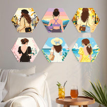 Carica l'immagine nel visualizzatore di Gallery, Mini Set Dipingere con i Numeri - Esagoni (6 pezzi) - Donna sul Mare
