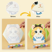 Carica l'immagine nel visualizzatore di Gallery, Mini Set Dipingere con i Numeri - Esagoni (6 pezzi) - Gatti in Costume